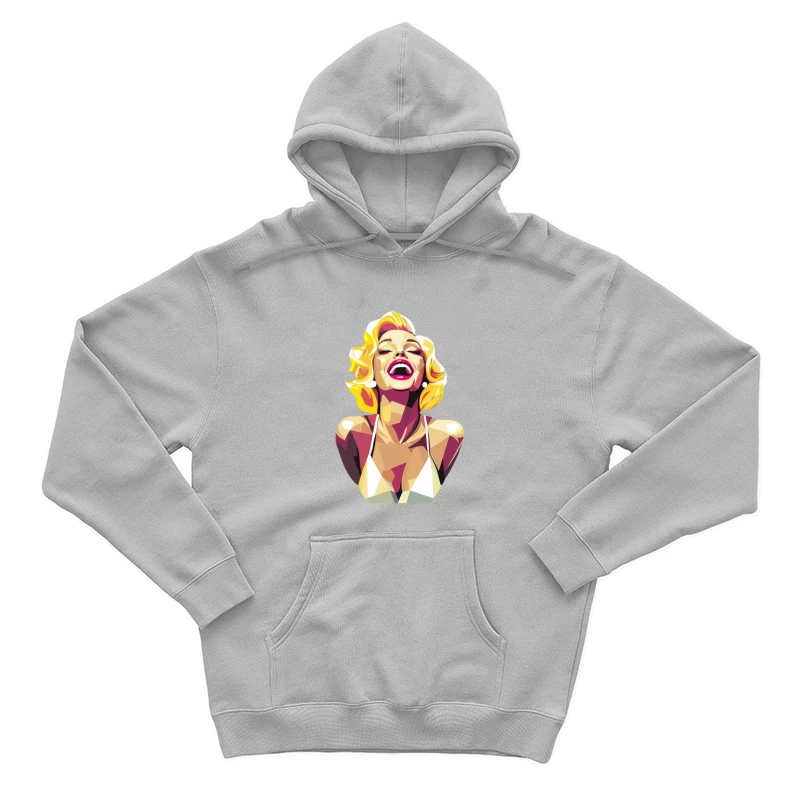 Vibrant Pop Art Portrait of Laughing Blonde in Vintage Style Male Pullover Hoodie