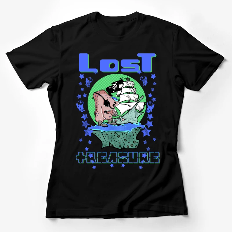 Piratenschiff und verlorener Schatz Damen T-Shirt