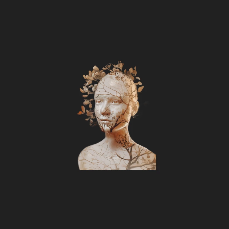 Ethereal Nature Portrait: Double Exposure Blending Human and Tree Bucket Hat
