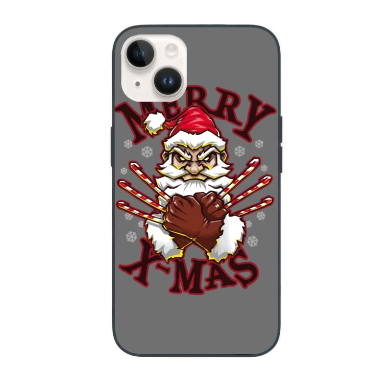 Muscle Santa: Merry X-Mas with Attitude iPhone Case