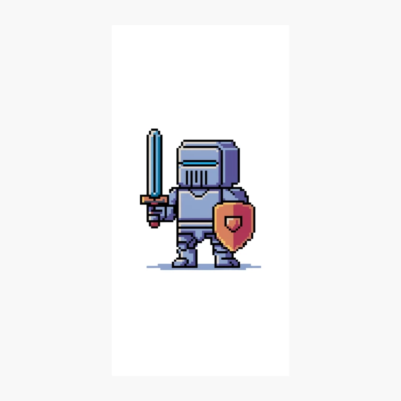 Pixelated Medieval Knight with Sword and Shield iPhone Case