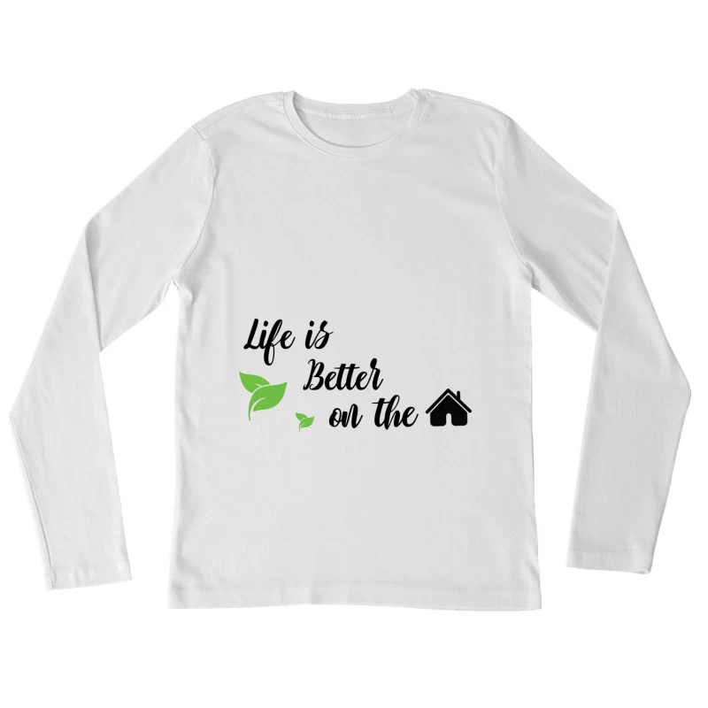 Nature et maison avec feuilles vertes Femme Manches Longues T-Shirt