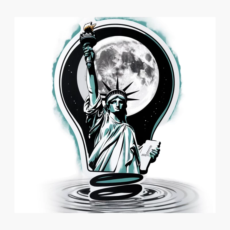 Illuminating Liberty: A Surreal Fusion of Icon and Innovation Throw Pillow