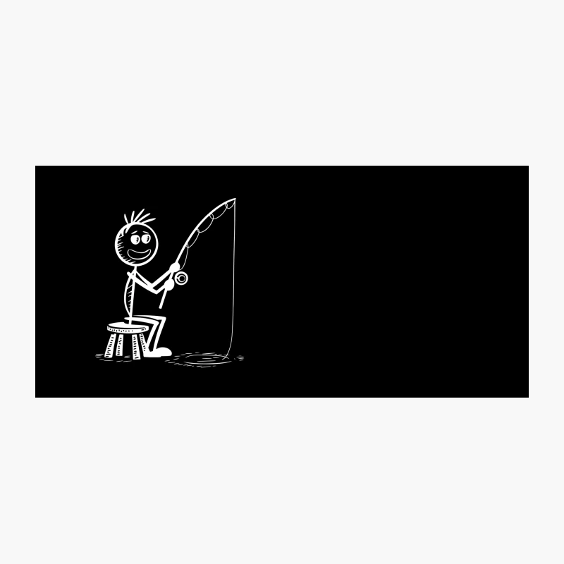 Simple Sketch of Stick Figure Fishing Coffee Mug