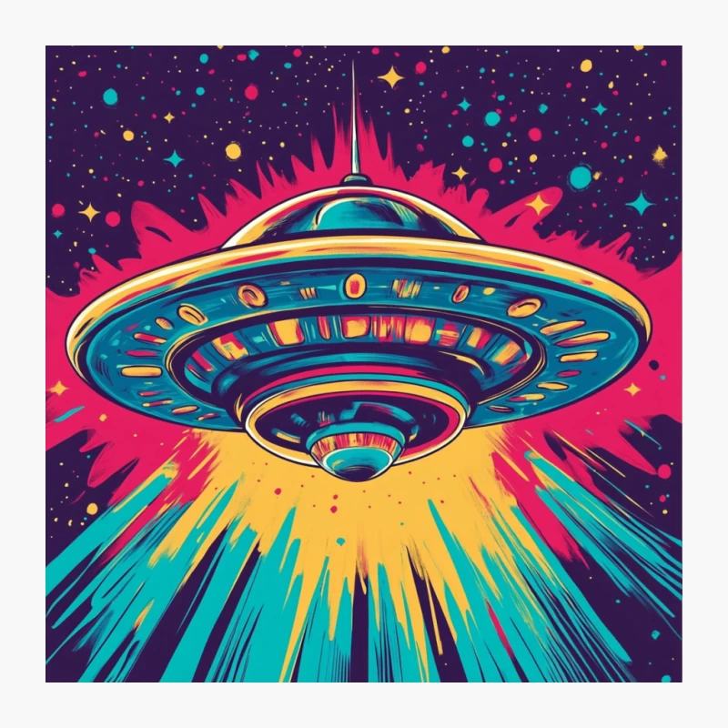 Retro Psychedelic UFO in Cosmic Space Pin