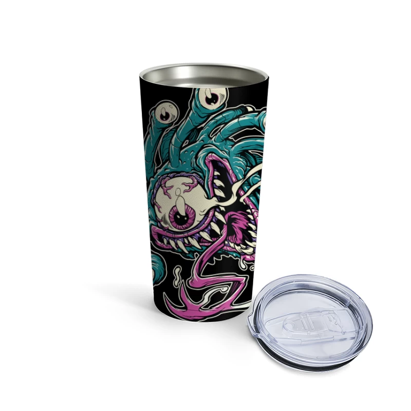 Colorful Cartoon Monster with Tentacles and Eyes Travel Mug