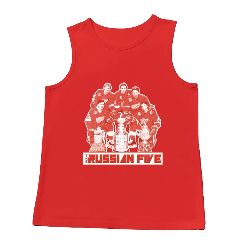 The Russian Five: Legendary Detroit Red Wings Hockey Unit with Championship Trophies Male Tank Top