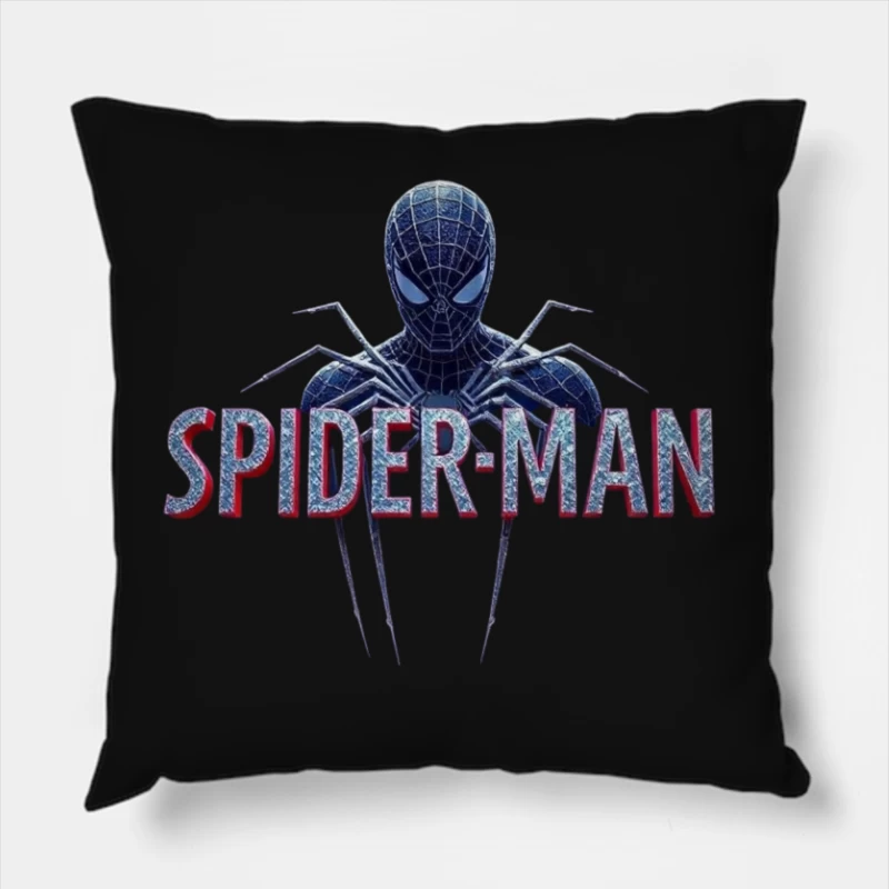 Spider-Man Black Suit Logo with Classic Text Design Throw Pillow