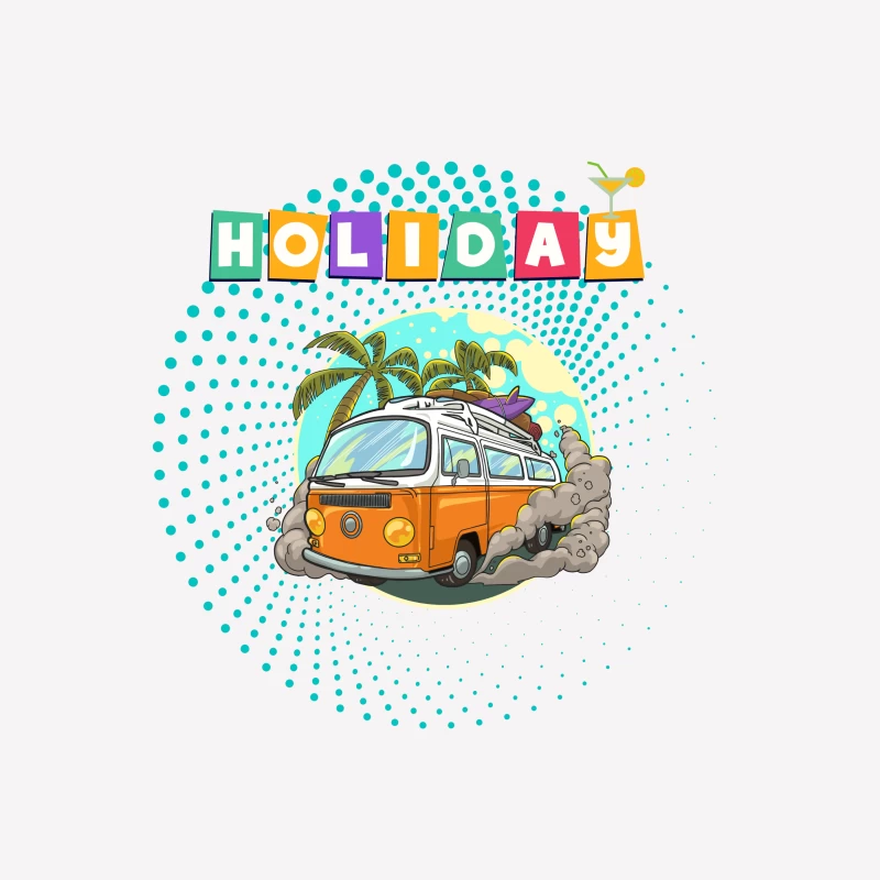 Tropical Holiday Camper Van with Palm Trees Male T-Shirt