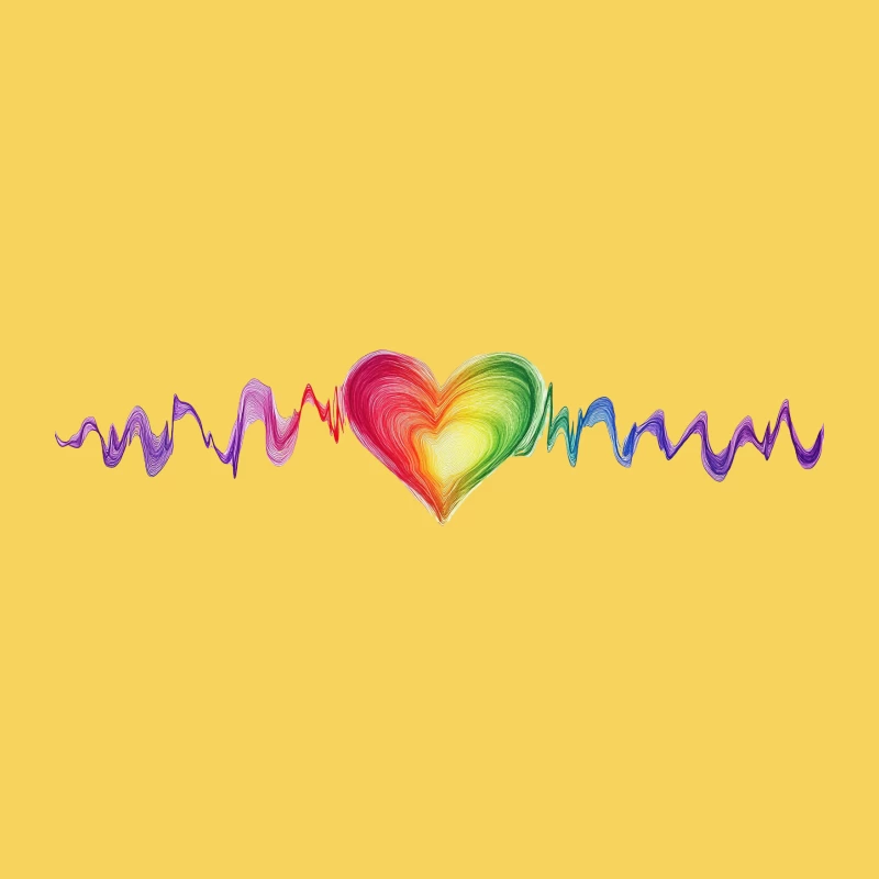 Vibrant Rainbow Heart with Sound Waves: Abstract Love Design Bucket Hat
