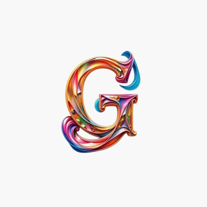 Colorful 3D Typography: Decorative Letter G with Swirling Gradient Pattern Cotton Tote Bag