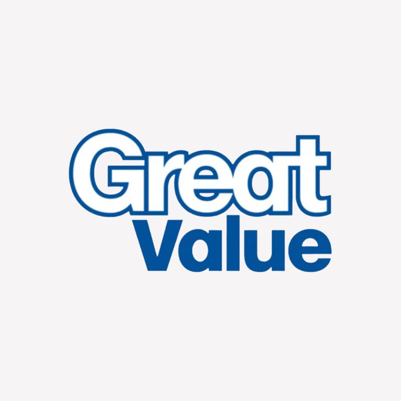 Great Value Walmart Store Brand Logo in Blue Text Male T-Shirt