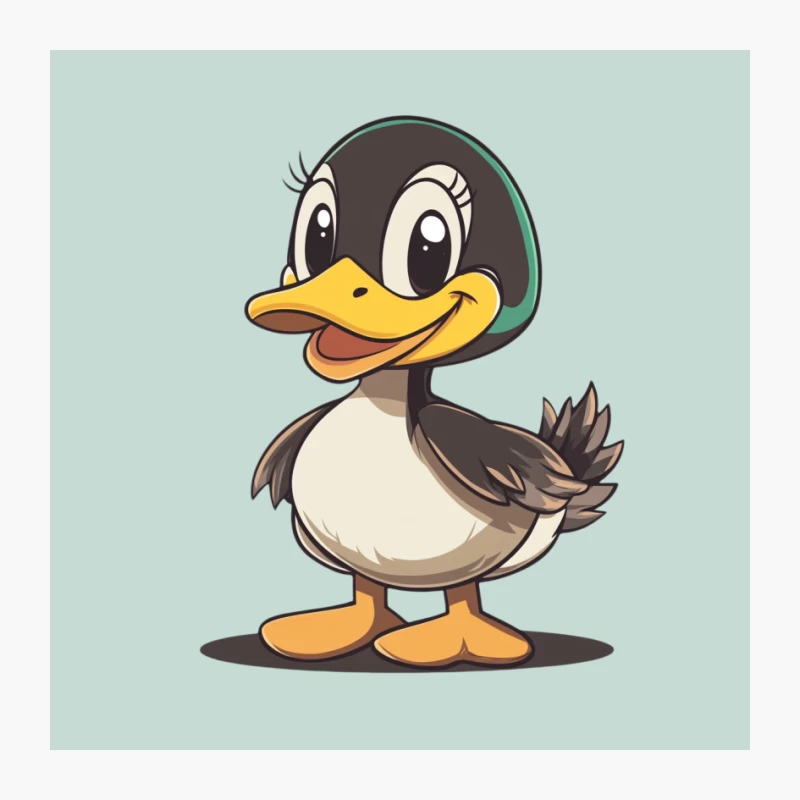 Cute Cartoon Duck Mascot Character Illustration Pin