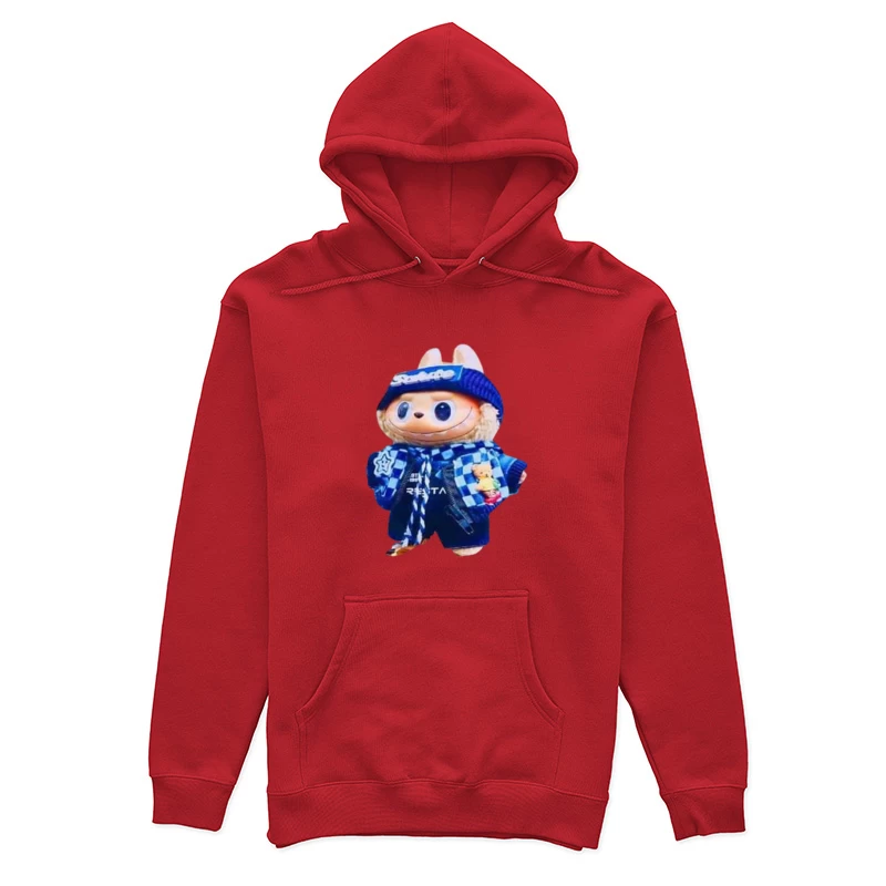 Bunter Stofftier mit blauem Outfit Damen Pullover Hoodie