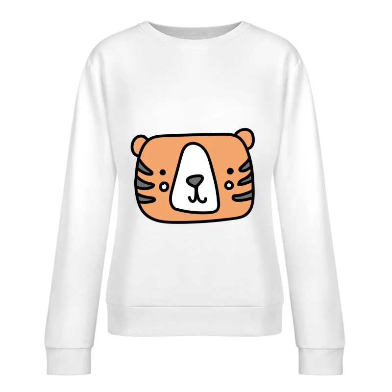 Visage de tigre dessiné, illustration mignonne Femme Sweat-shirt à enfiler