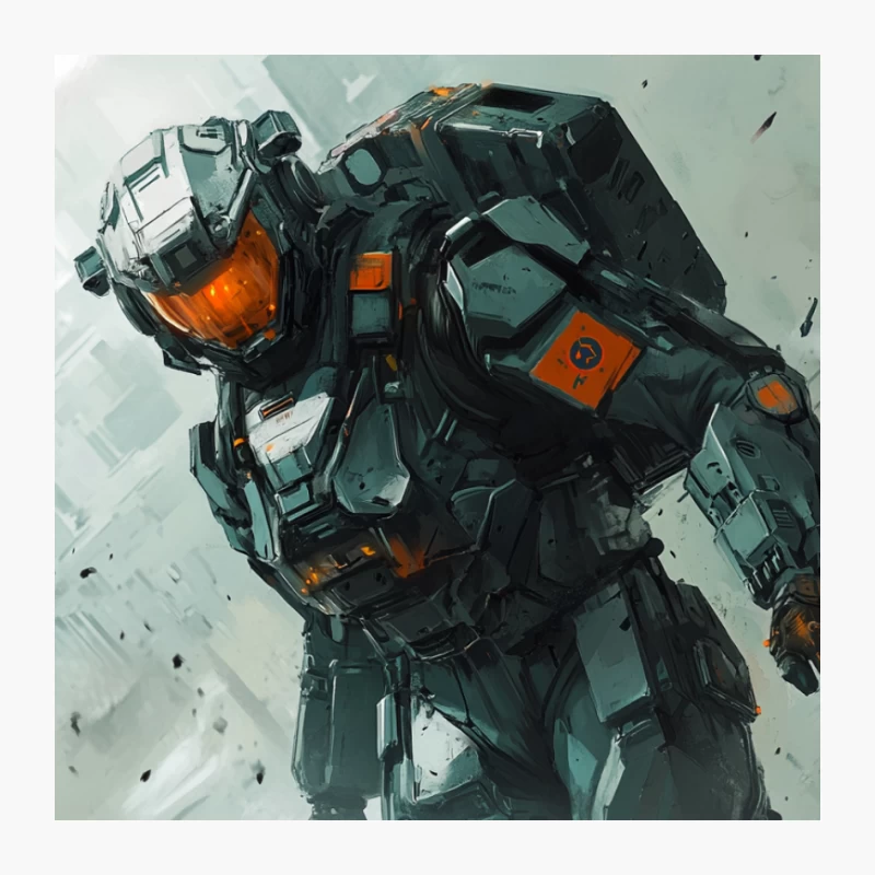 Futuristic Battle Mech in Action Pin