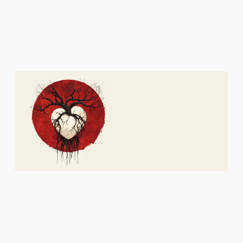 Dark Tree Heart against Blood Moon Coffee Mug