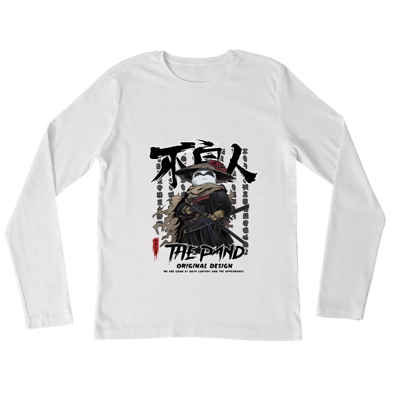 Panda Samurai Illustration Damen Langarm T-Shirt