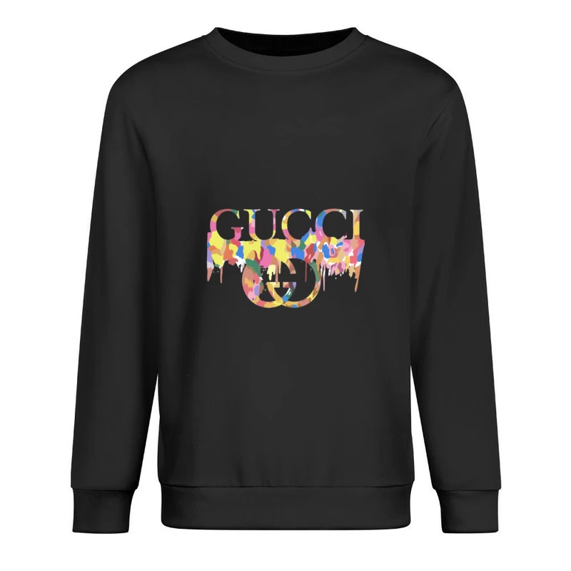Buntes Gucci-Logo auf schwarzem Hintergrund Herren Pullover Sweatshirt