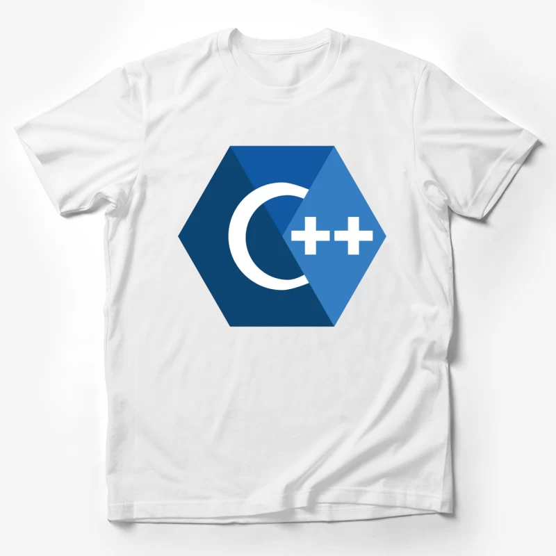 C++ Programming Language Logo in Blue Hexagon Design Male T-Shirt