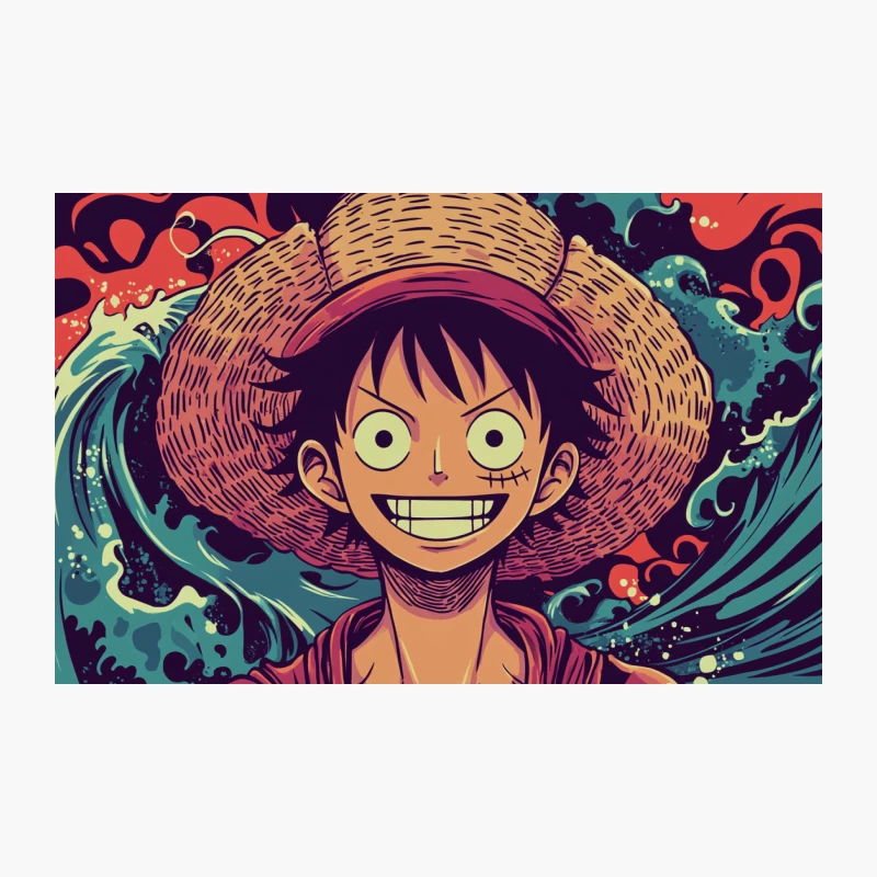 Vibrant Anime Character with Straw Hat and Wide Grin Travel Mug