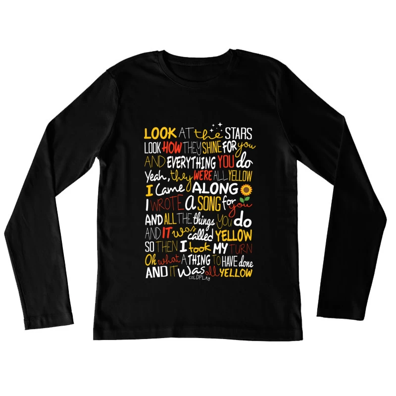 Colplay Lyrics Art Female Long Sleeve T-Shirt