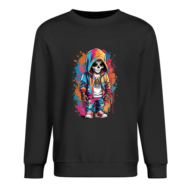 Colorful Skeleton Character in Streetwear Male Pullover Sweatshirt