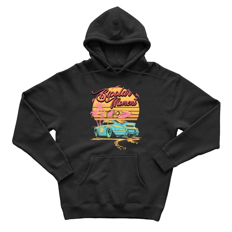Strandauto mit Kajak und Sonnenuntergang Herren Pullover Hoodie