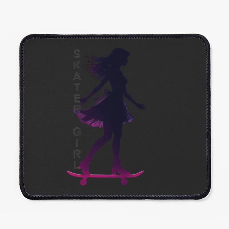 Stylish Skater Girl Silhouette in Pink and Black Mouse Pad