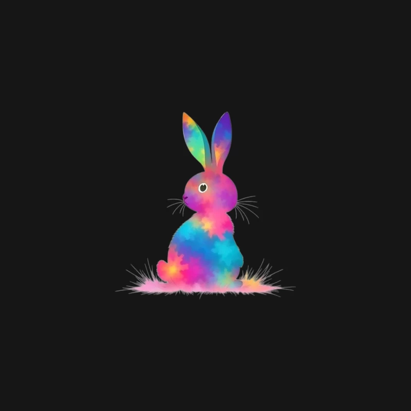 Whimsical Rainbow Watercolor Bunny Illustration Desk Mat