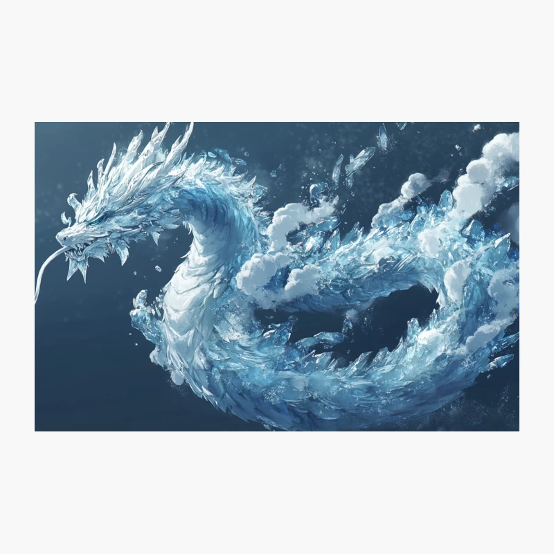 Majestic Ice Dragon: A Fantastical Water Creature Travel Mug