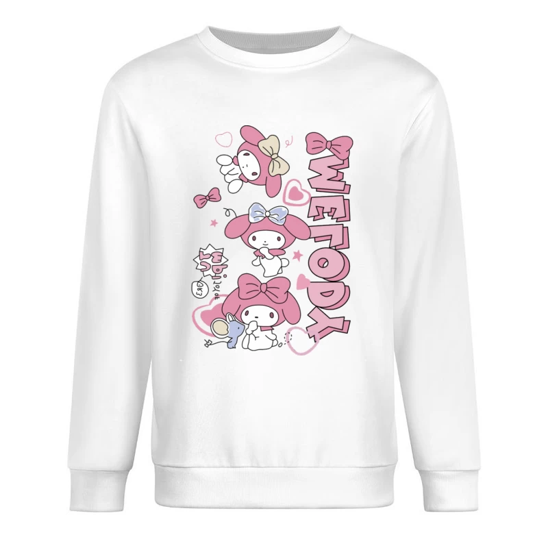 Niedliches rosa Häschen mit Schleifen Herren Pullover Sweatshirt