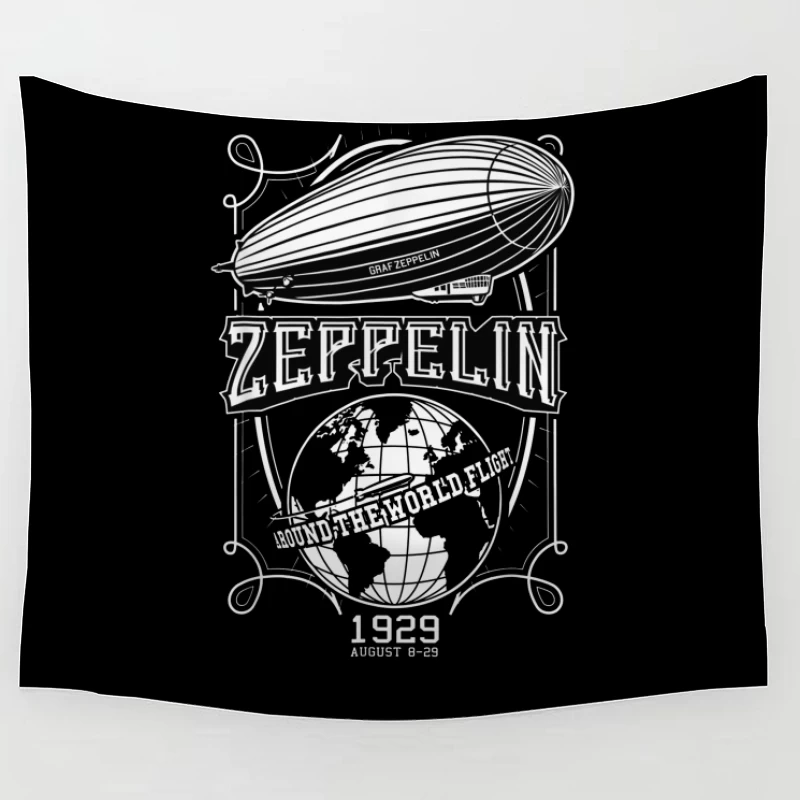 Vintage 1929 Zeppelin Airship Concert Promotional Design Tapestry