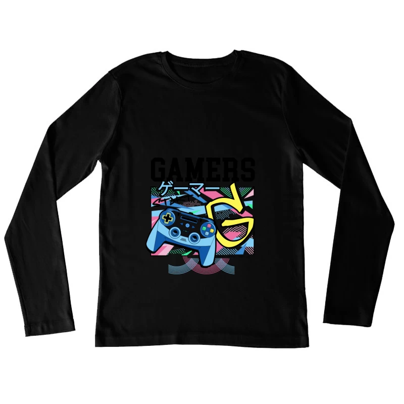 Retro Gamer Design mit Gamepad Damen Langarm T-Shirt