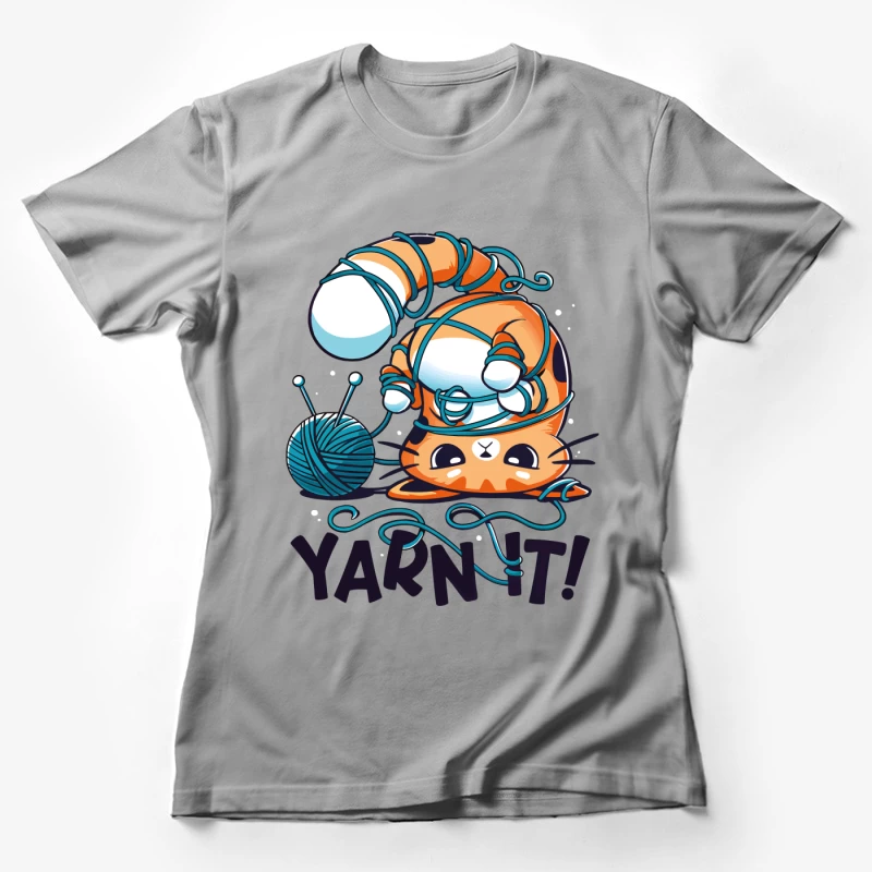 Yarn It! Whimsical Cat Illustration Female T-Shirt