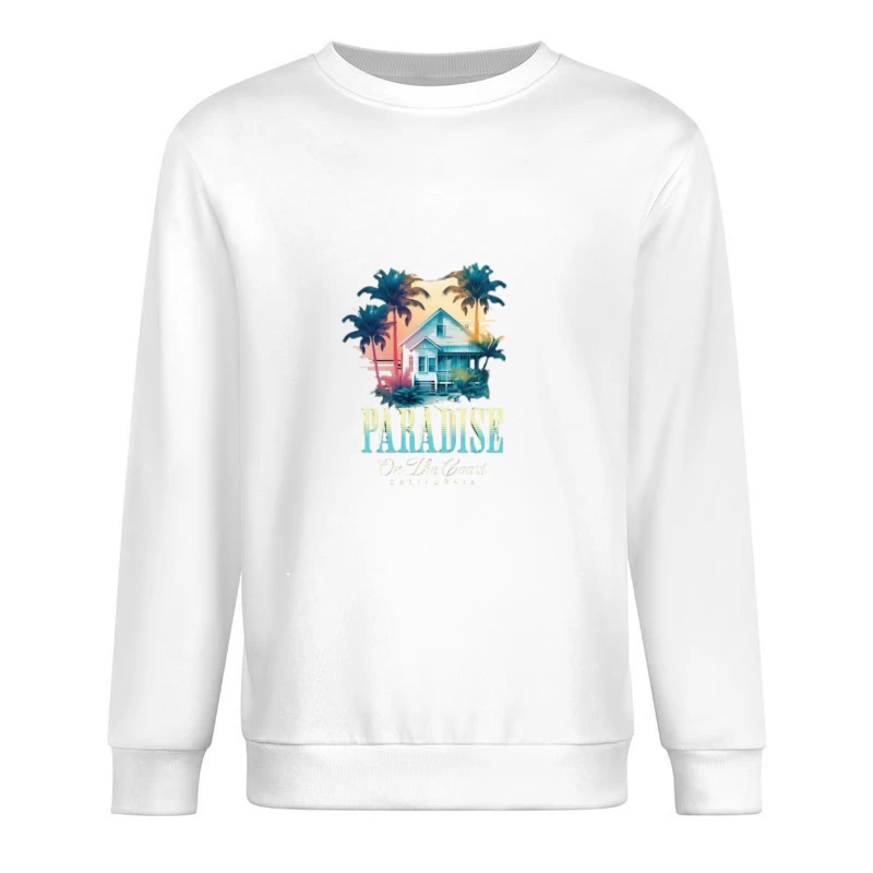 Paradis sur la Côte avec des Palmiers et une Maison Homme Sweat-shirt à enfiler