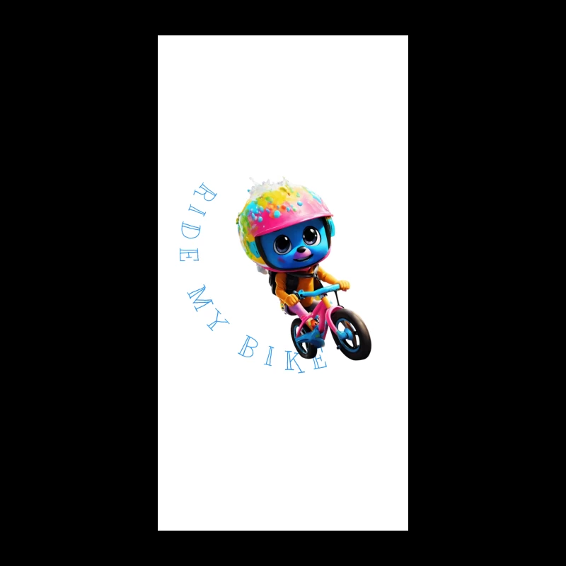 Cute Blue Animated Character Riding Colorful Bike with Safety Helmet iPhone Case