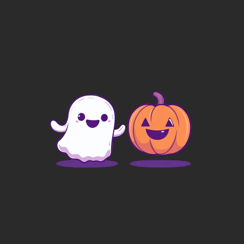 Cute Cartoon Halloween Ghost and Pumpkin Illustration Baseball Cap