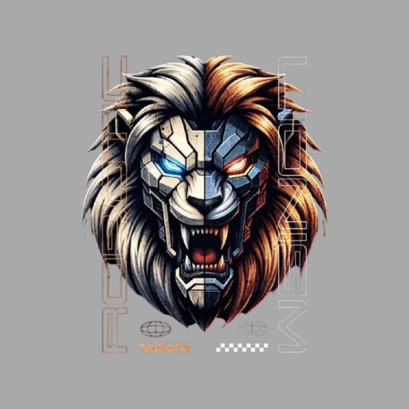 Cyberpunk Lion with Mechanical Face Male Pullover Hoodie