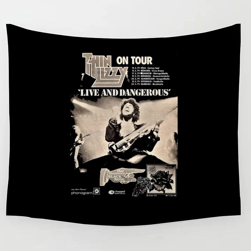 Vintage Thin Lizzy "Live and Dangerous" Tour Concert Poster Tapestry