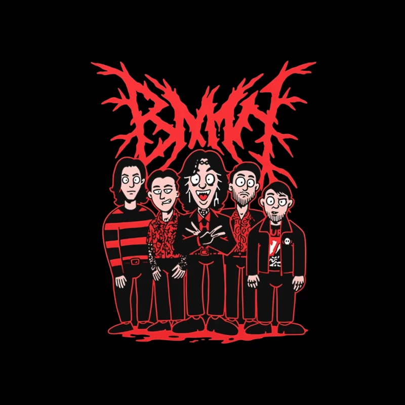 Gothic Rock Band Cartoon in Red and Black Style Pin