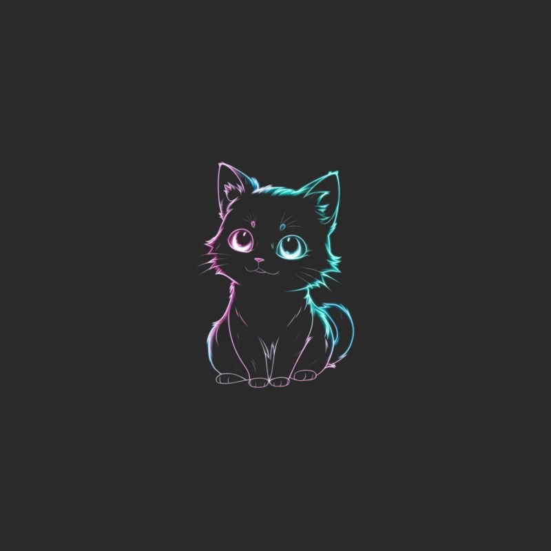 Neon Glow Cute Cat Illustration Baseball Cap