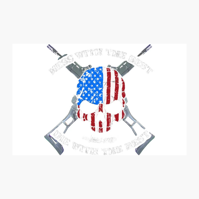 Patriotic American Military Emblem with Skull and Crossed Rifles Travel Mug