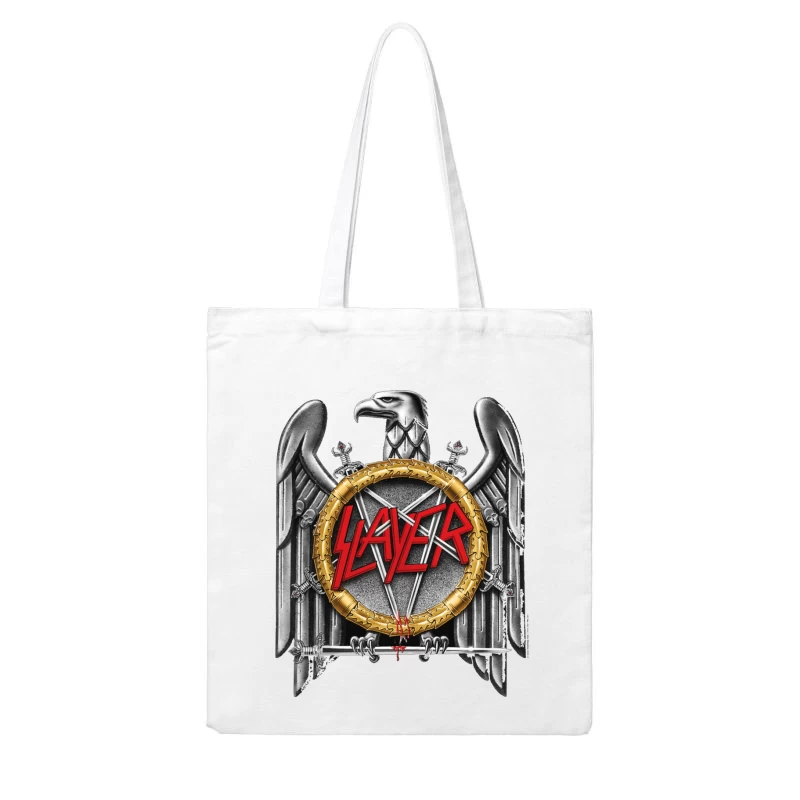 Slayer Metal Band Eagle Emblem with Crossed Swords Cotton Tote Bag