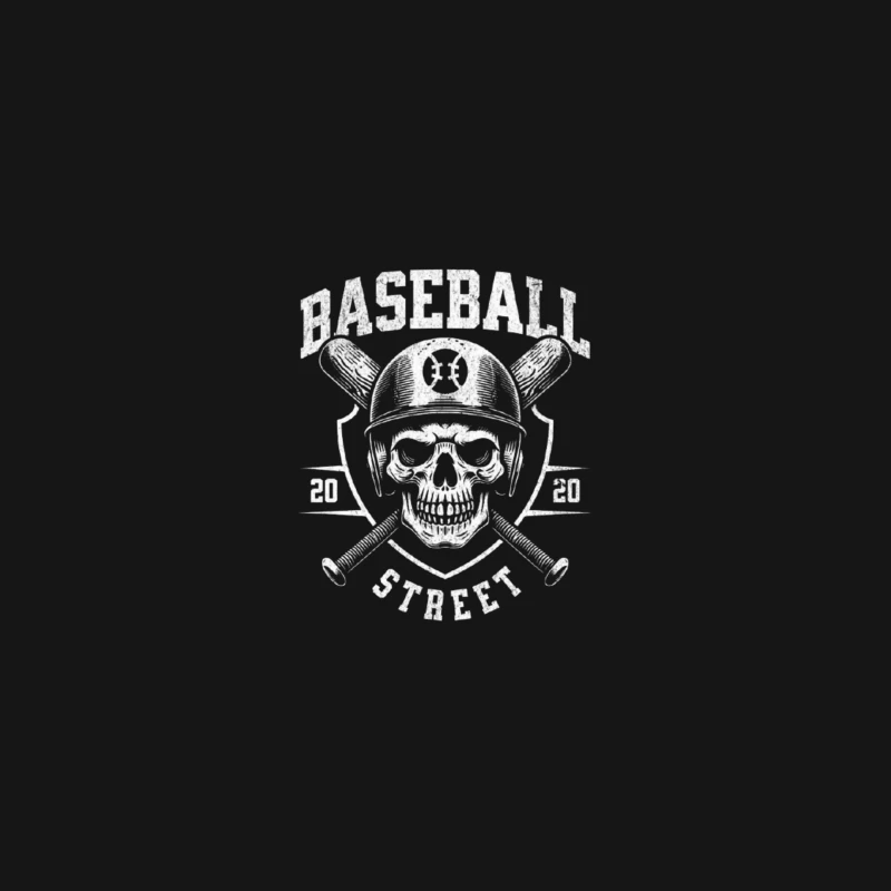 Vintage Baseball Skull with Crossed Bats Monochrome Logo Desk Mat