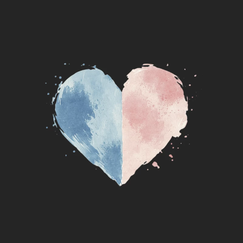 Pastel Watercolor Heart: Blue and Pink Romance Male Pullover Sweatshirt