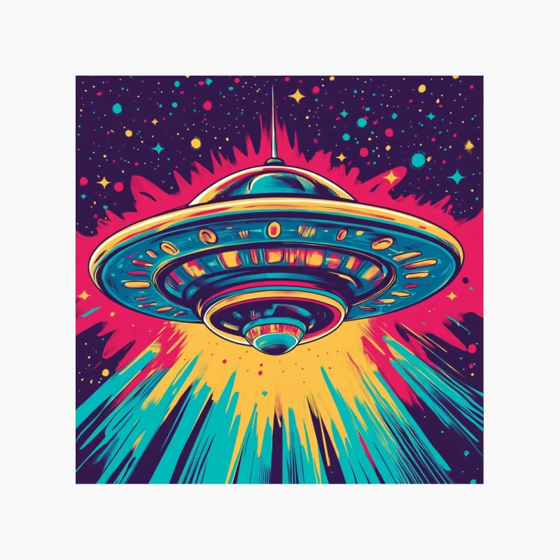 Retro Psychedelic UFO in Cosmic Space Cotton Tote Bag