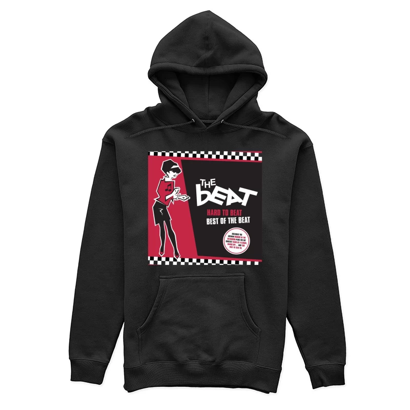 "Hard to Beat: Best of The Beat" Ska Music Album Cover with Red and Black Design Female Pullover Hoodie