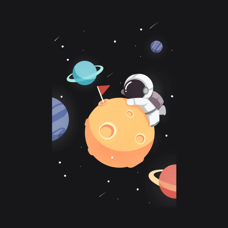 Astronaut auf Planeten mit bunten Planeten im Weltraum Herren Pullover Hoodie