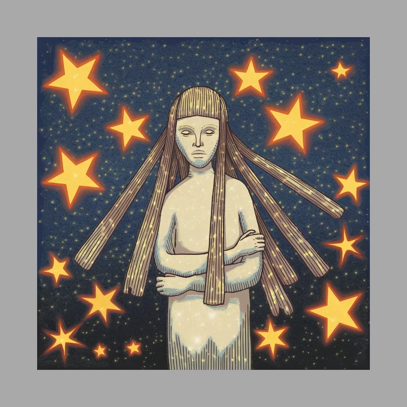 Mystical Celestial Figure Surrounded by Cosmic Stars Female Pullover Hoodie